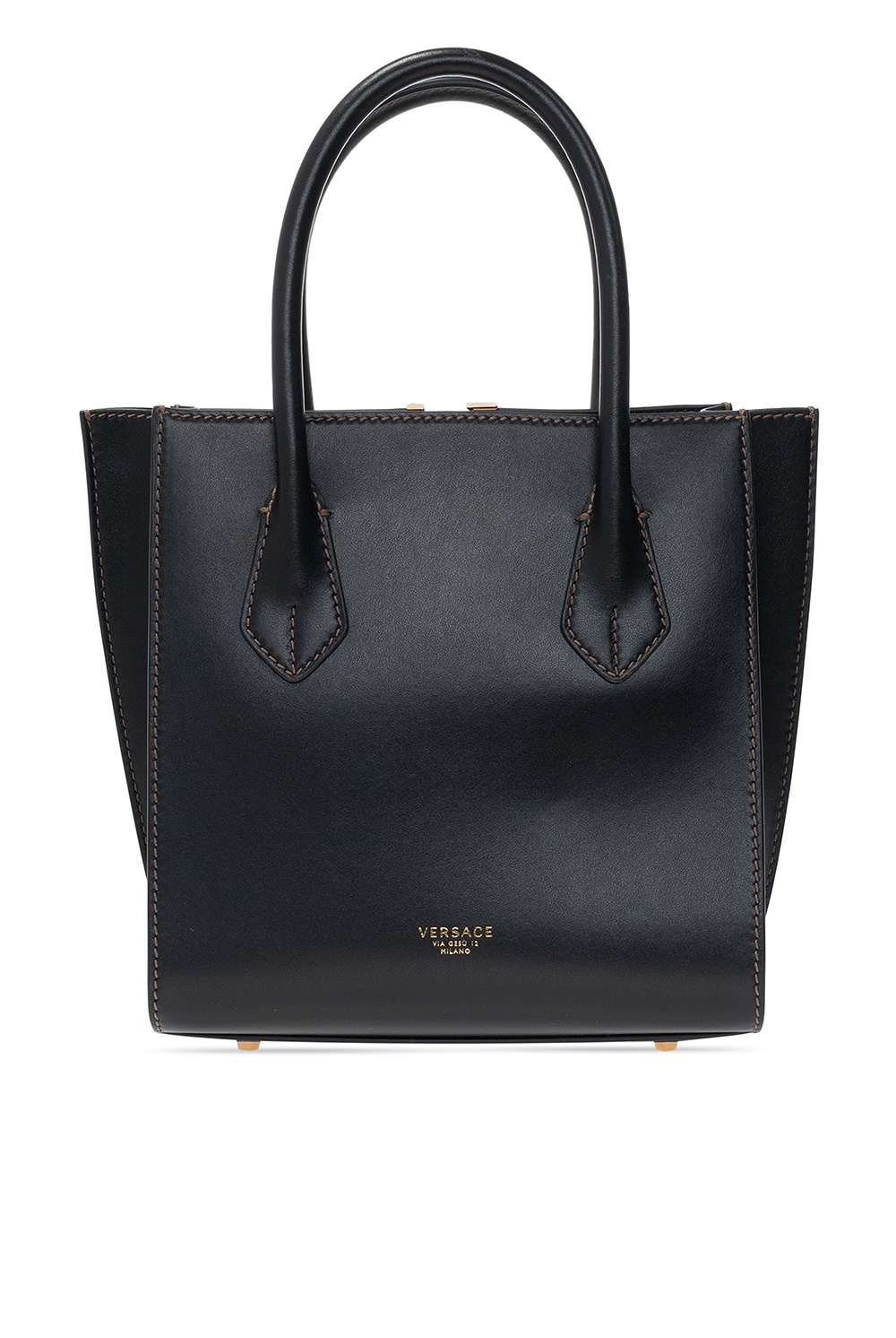 Versace Virtus Beige Calf Leather Top Handle Crossbody Bag – Queen