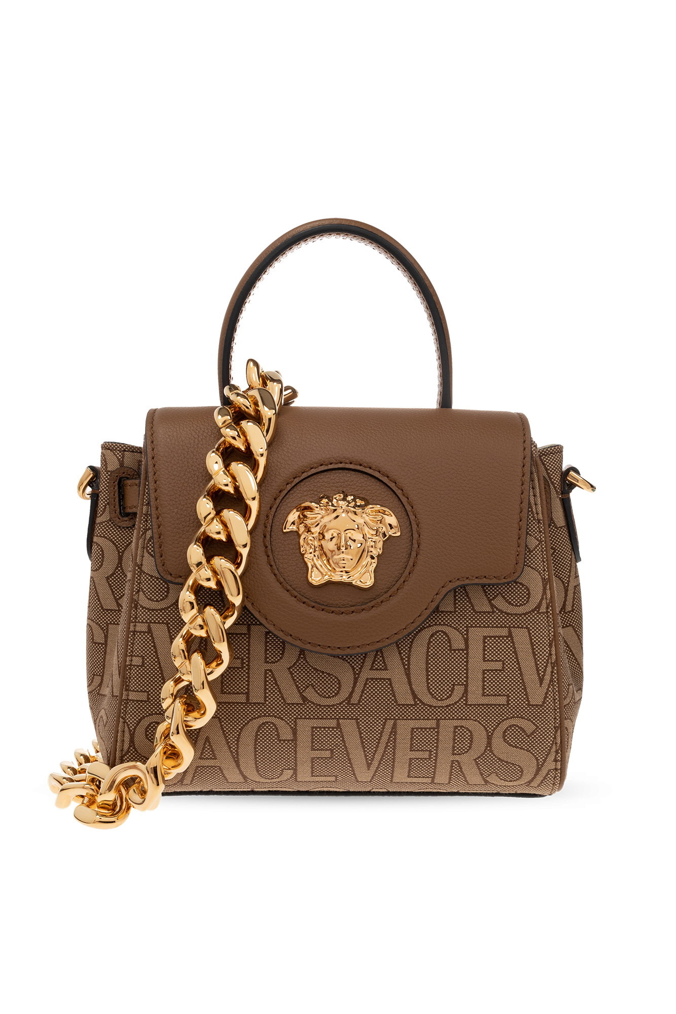 Versace Allover Leather Gloves in Brown - Versace