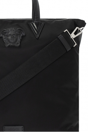 Versace Web-stripe logo-plaque tote bag