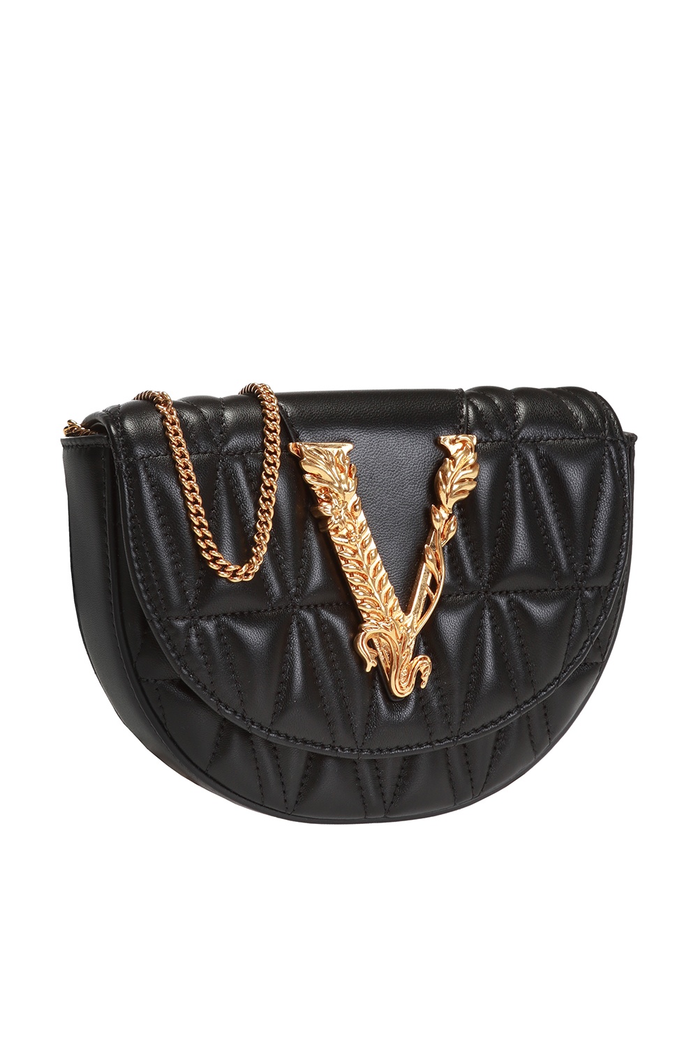 Versace - Authenticated Virtus Handbag - Leather Black Plain for Women, Very Good Condition