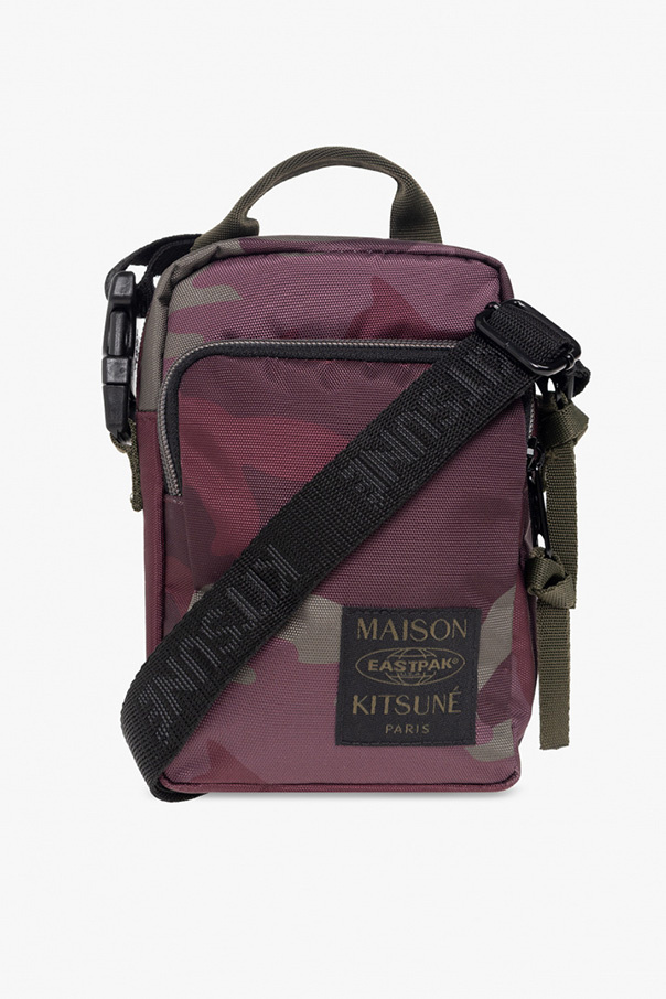 Maison Kitsuné Fred Perry twin tipped backpack in black gold