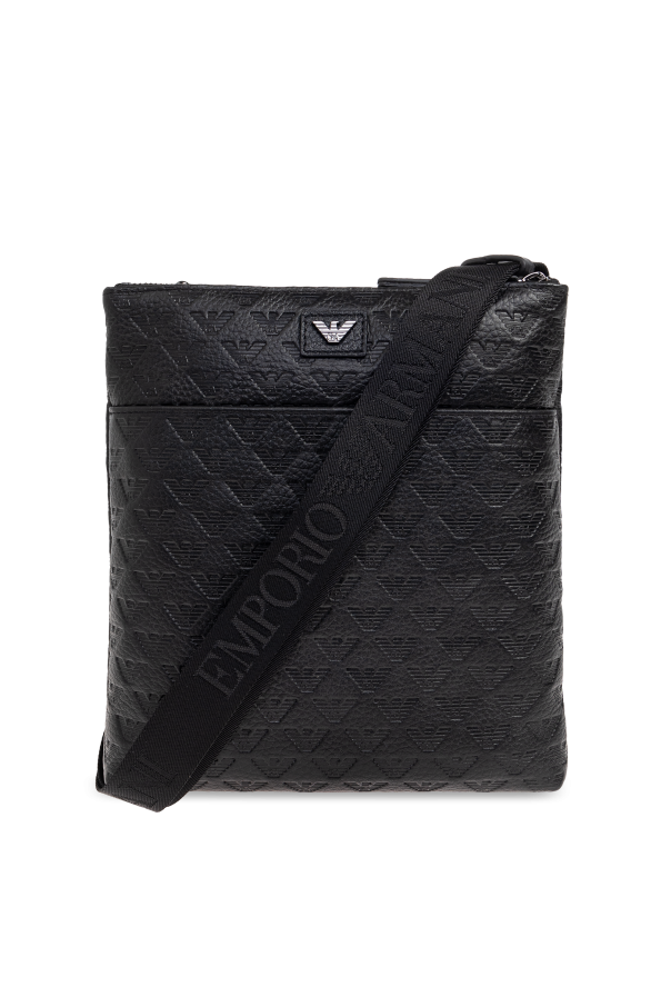 Leather shoulder bag with monogram od Emporio Armani
