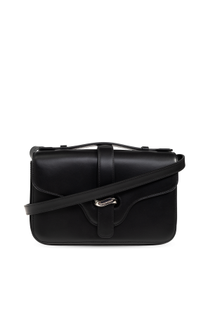 Leather shoulder bag with logo