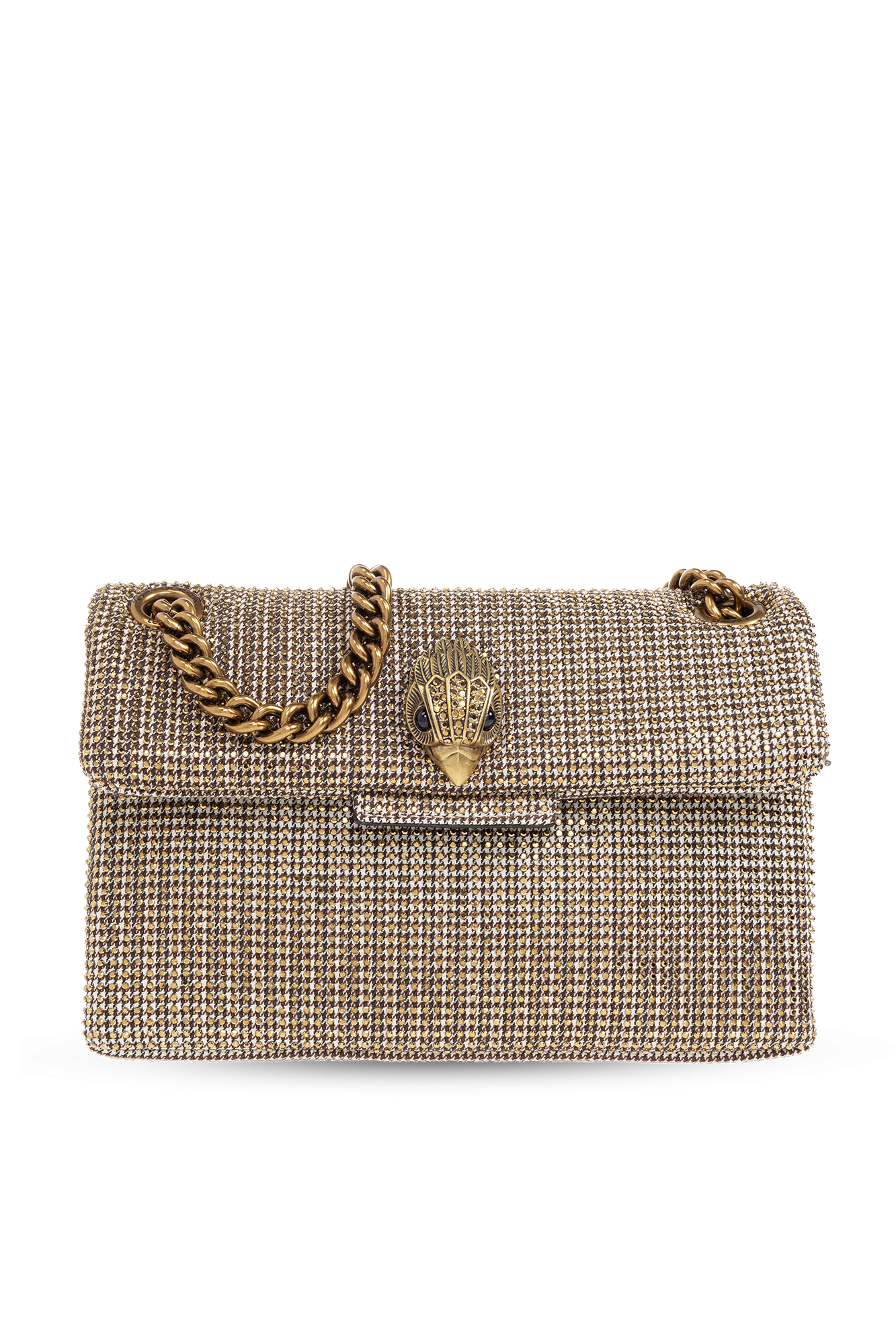 Kurt Geiger Mini Kensington Tweed Crossbody Bag In Beige