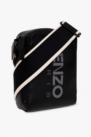 Kenzo logo-plaque Saffiano leather bag Black