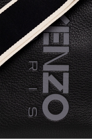 Kenzo logo-plaque Saffiano leather bag Black