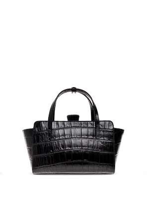 HIDESINS Mala 'Flap Small' em pele preta com efeito crocodilo