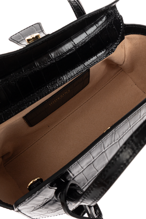 HIDESINS Mala 'Flap Small' em pele preta com efeito crocodilo