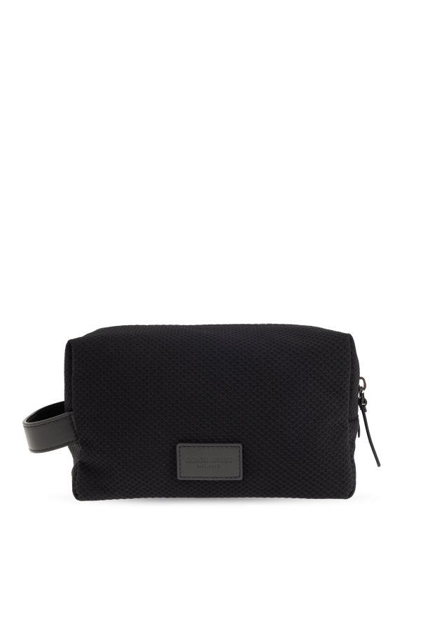 Cosmetic bag with logo patch od Giorgio Armani