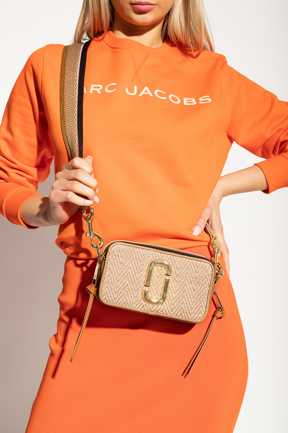 Snapshot leather crossbody bag Marc Jacobs Orange in Leather