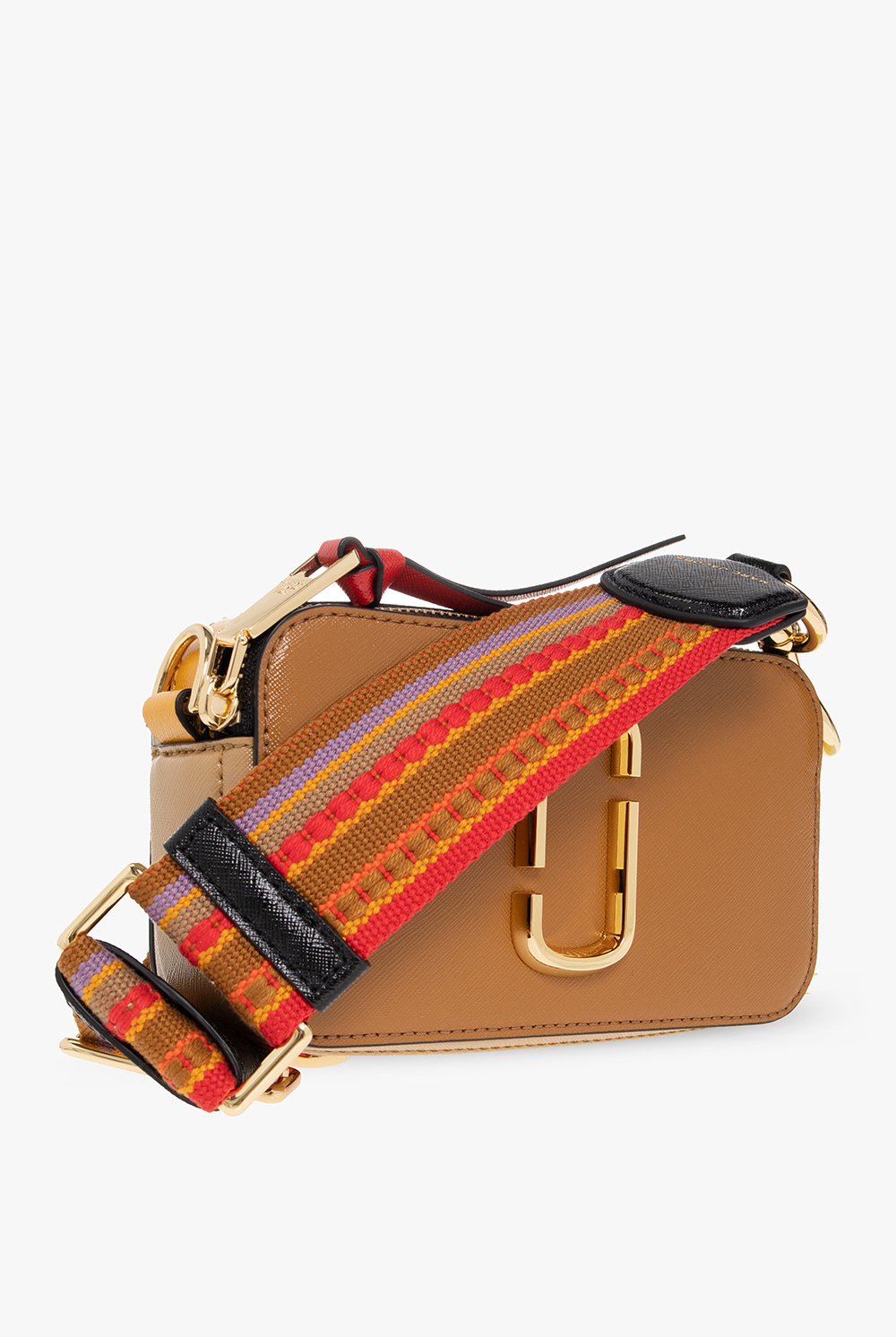 Marc Jacobs Brown/Black Leather & Fabric The Softshot Crossbody