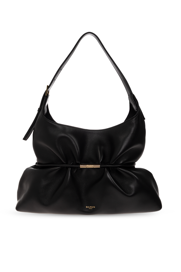 Leather ‘Sphynx Medium’ bag with logo od Balmain