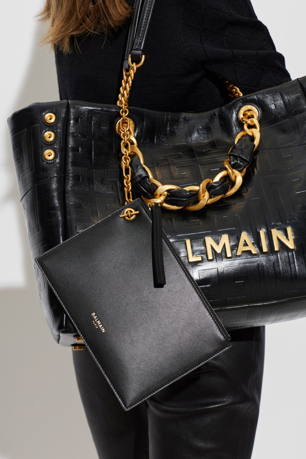 Balmain Riñonera de cuero `Pulse` con cadena
