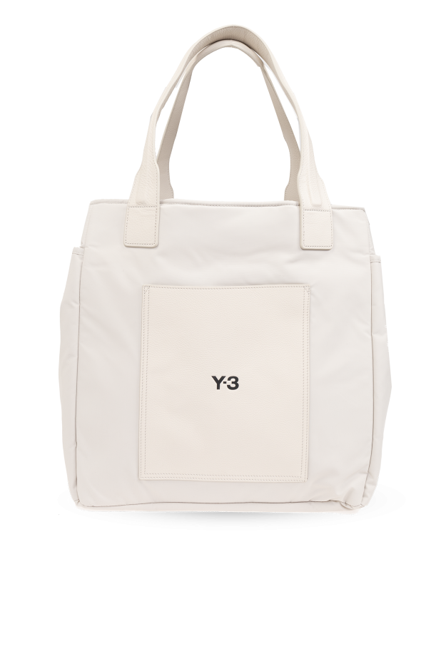 Shopper bag with logo od logo plaque strap-fastened tote bag