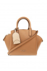 engraved-logo leather shoulder bag Neutrals