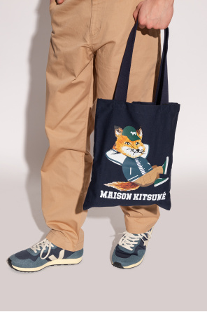 Maison Kitsuné Shopper gold bag with logo