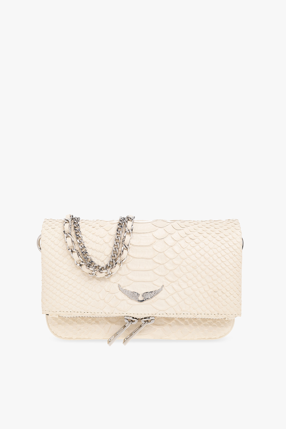 ZADIG & VOLTAIRE: Rock Nano bag in leather with python print - White