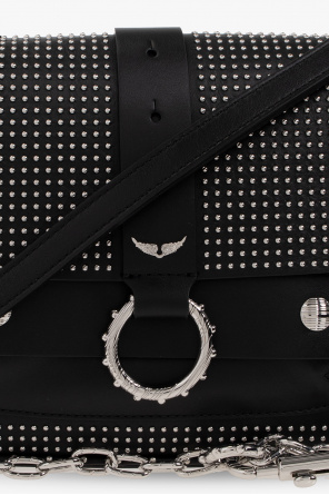 Zadig & Voltaire Rock Suede Double-Strap Clutch Shoulder Bag Beige