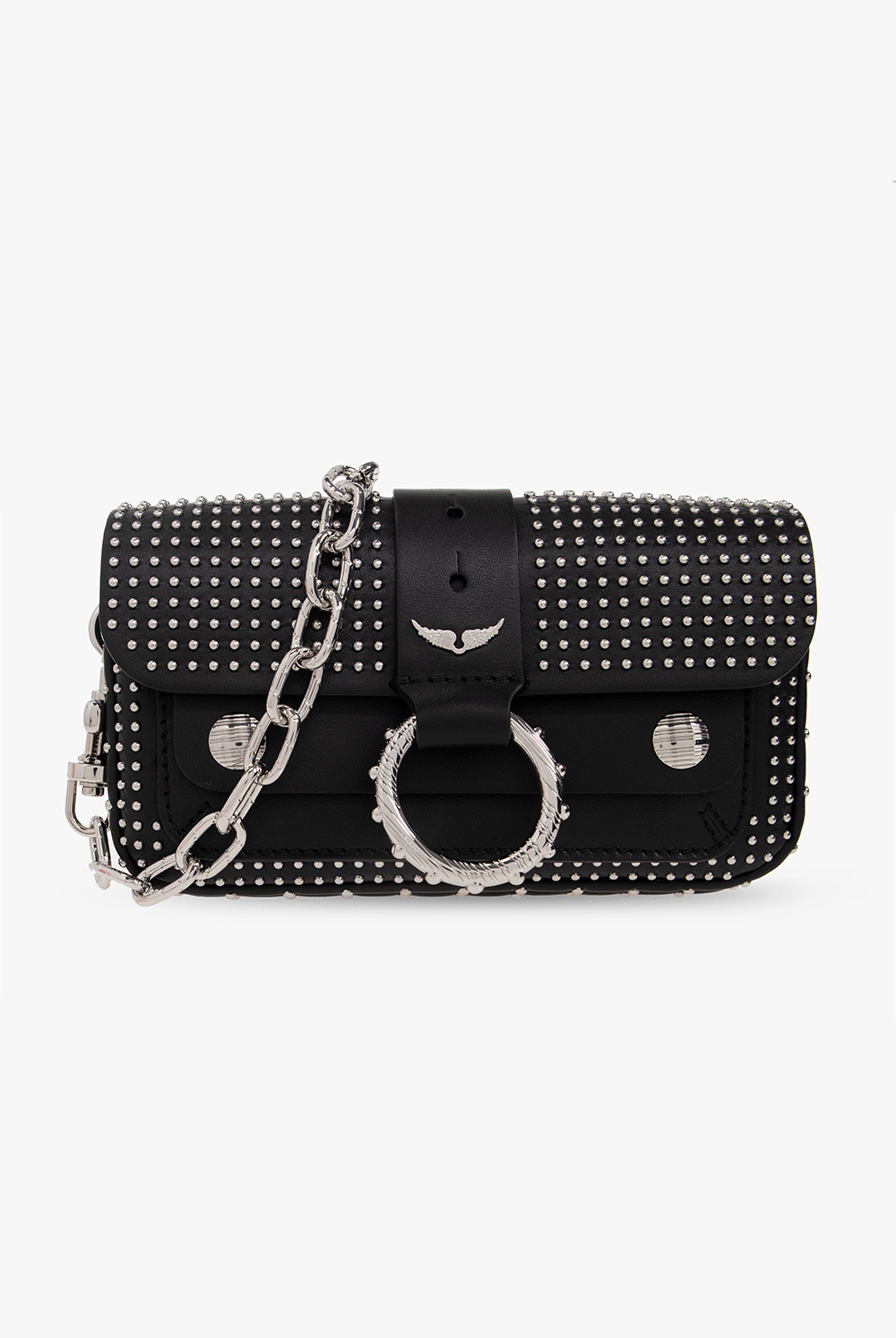 Zadig Voltaire Bag Kate New Black Patent Leather Crossbody Metal  Chain/Elements