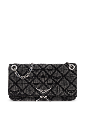 Denim shoulder bag with logo