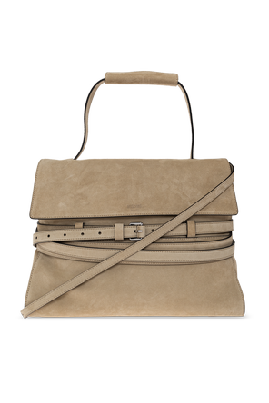 Suede logo bag