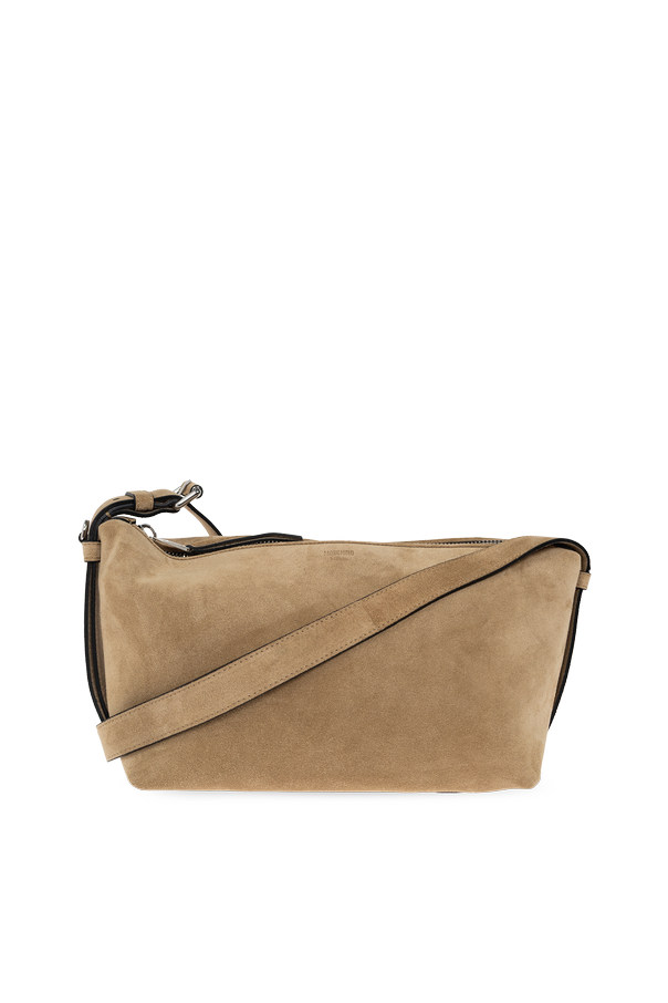 Suede shoulder bag with logo od Moschino