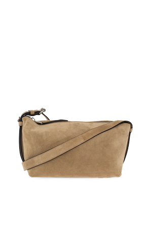 Suede shoulder bag with logo