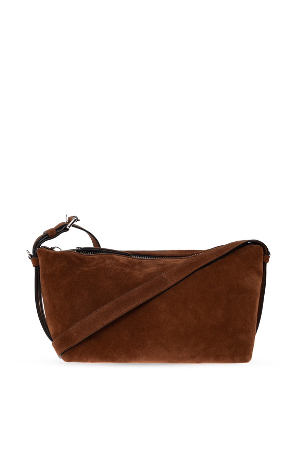 Suede shoulder bag with logo od Moschino