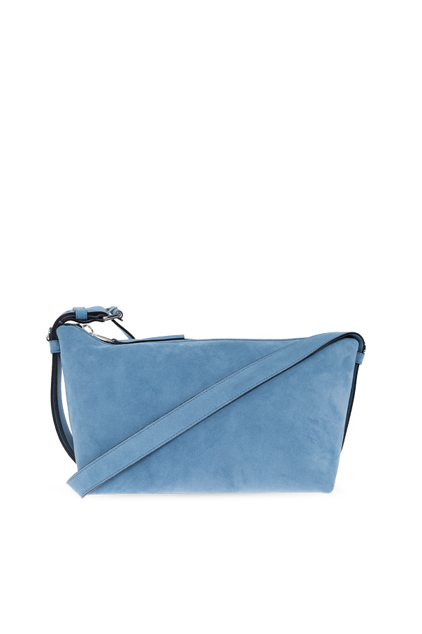 Suede shoulder bag with logo od Moschino