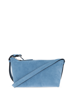 Suede shoulder bag with logo