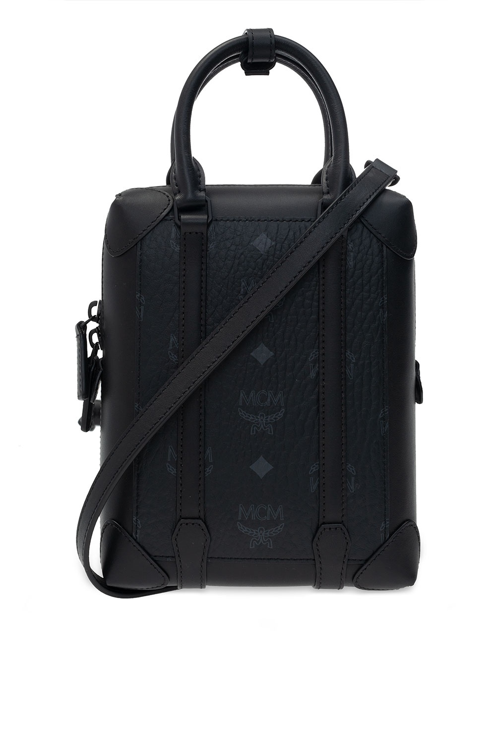 MCM Essential Boston In Monogram Leather in Black