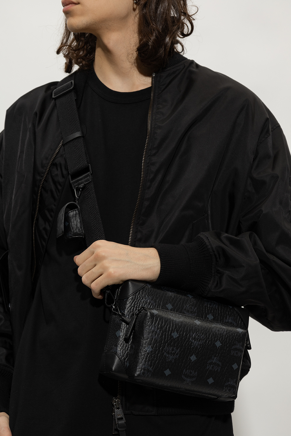 MCM Crossbody Bag Men Leather Black