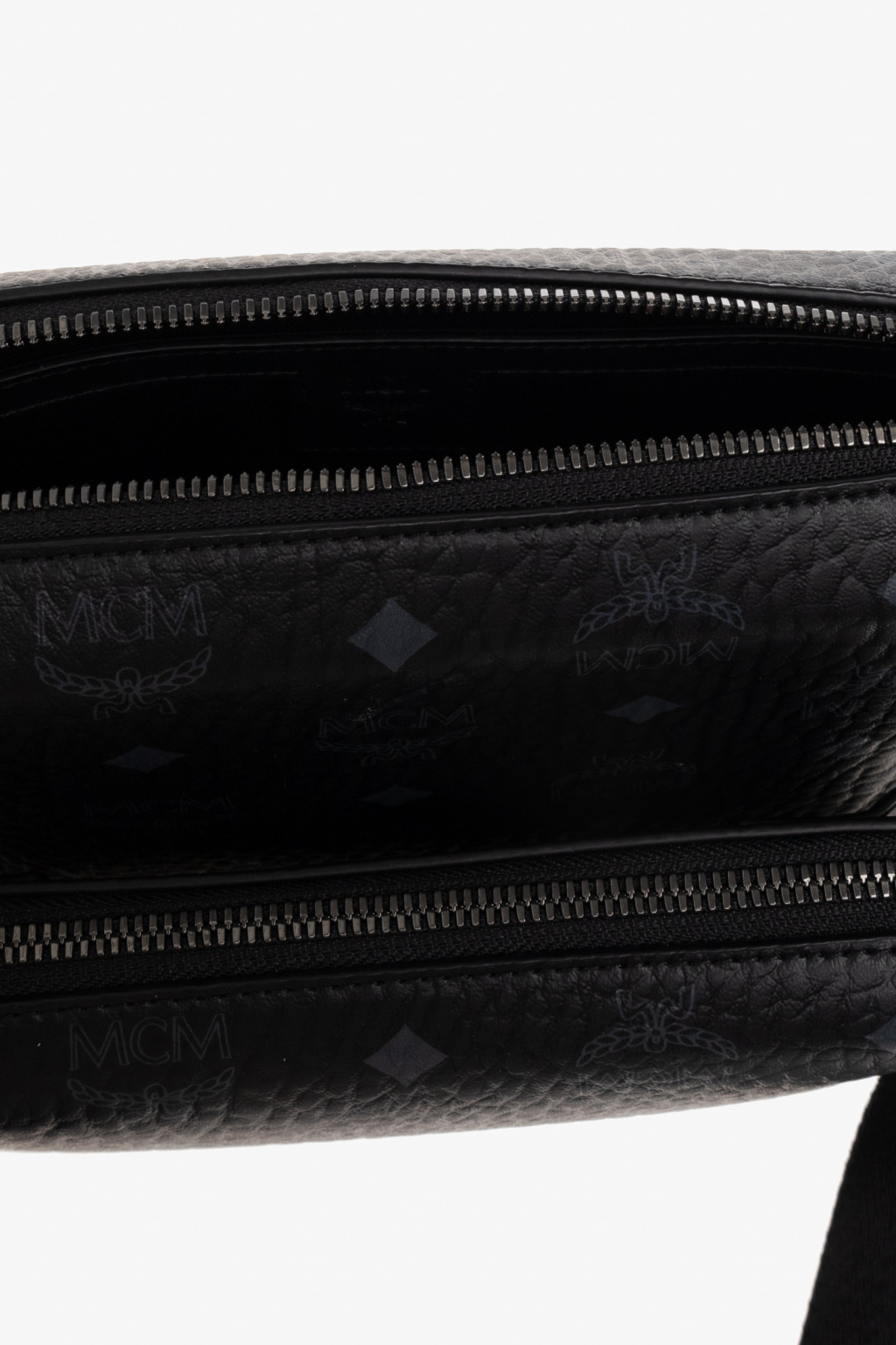 Mcm Klassik Monogram Print Leather Tote Bag Black
