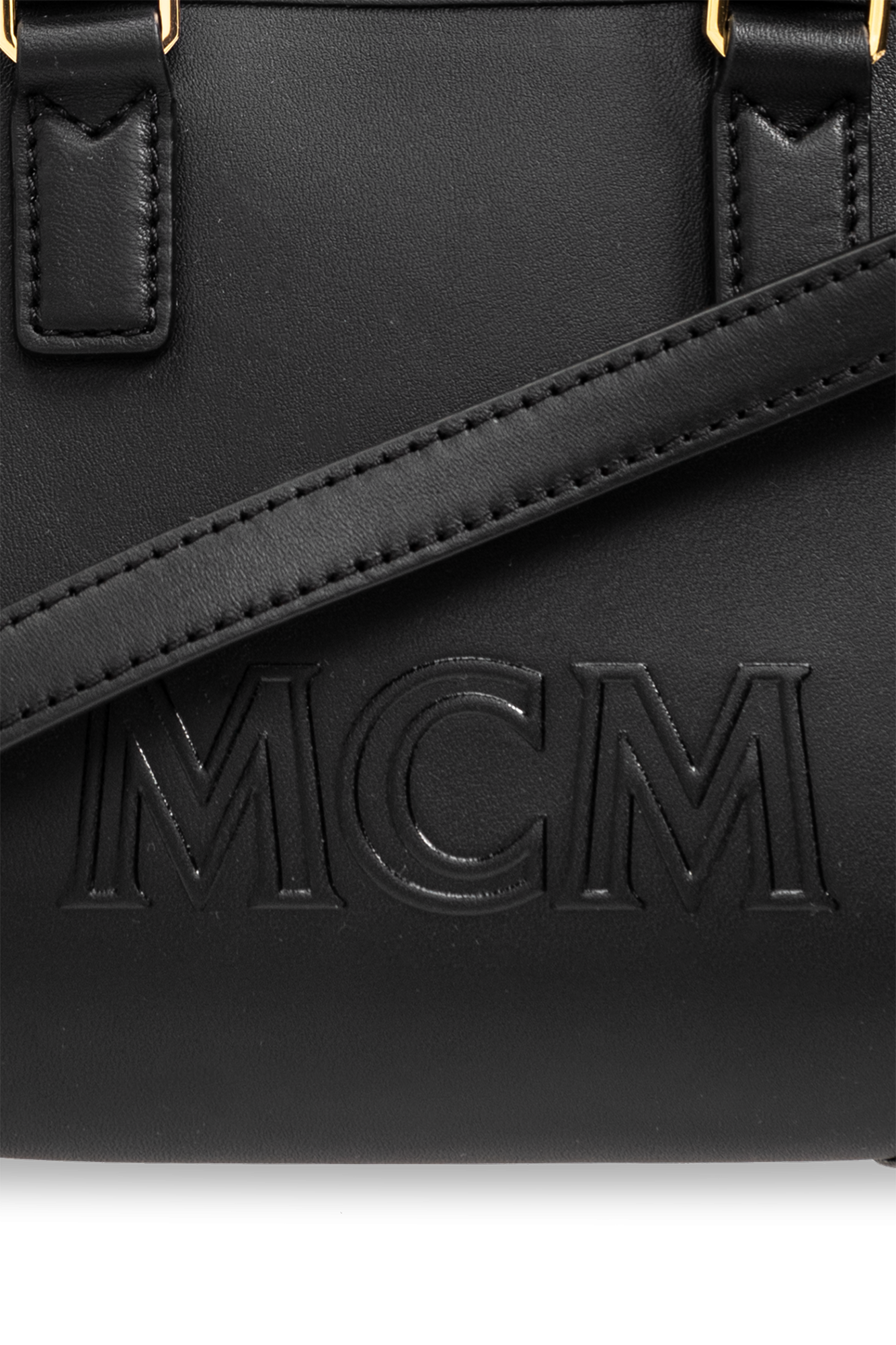 mcm mini boston bag black
