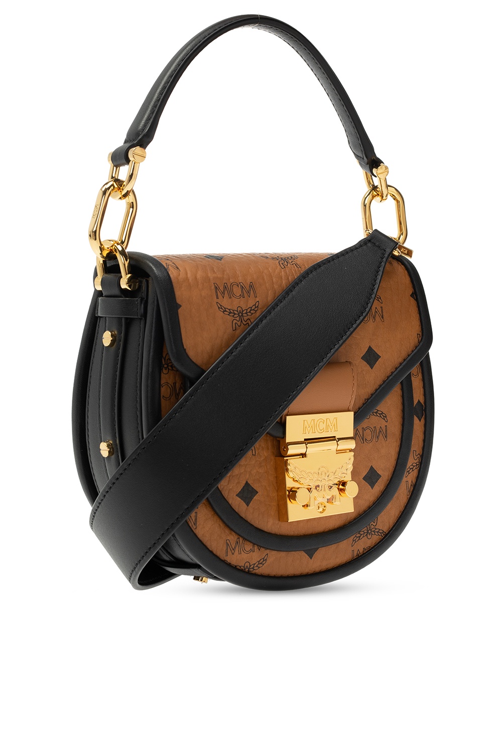 MCM Patricia Visetos Crossbody Mini Cognac One Size: Handbags