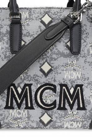 MCM Leather Roman Stud Raffia Clutch Bag