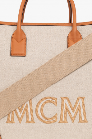 Mcm Munchen XL Monogram Tote Bag White