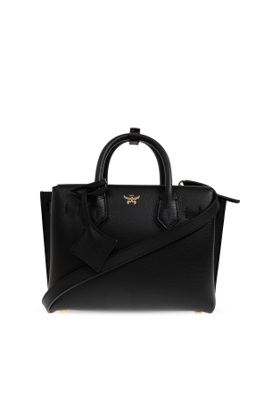 Leather hand bag with logo