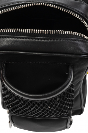 Off-White fringed-leather raffia bucket investment bag