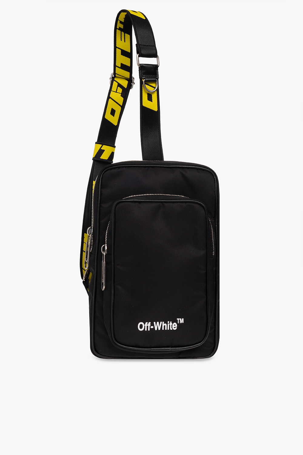 Mens Off-White Messenger Bags  Logo Strap Crossbody Bag Black