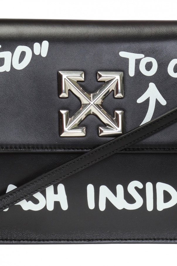 Off-White Black Leather Jitney Cash Inside Crossbody Bag Off-White