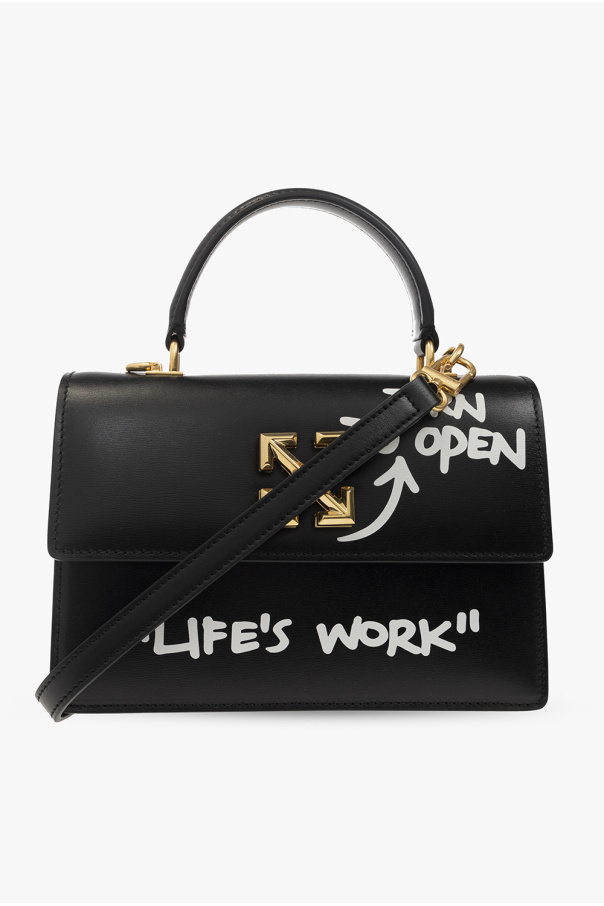 Off-White 1.4 Jitney LIFE'S WORK Bag White in Leather with Gold