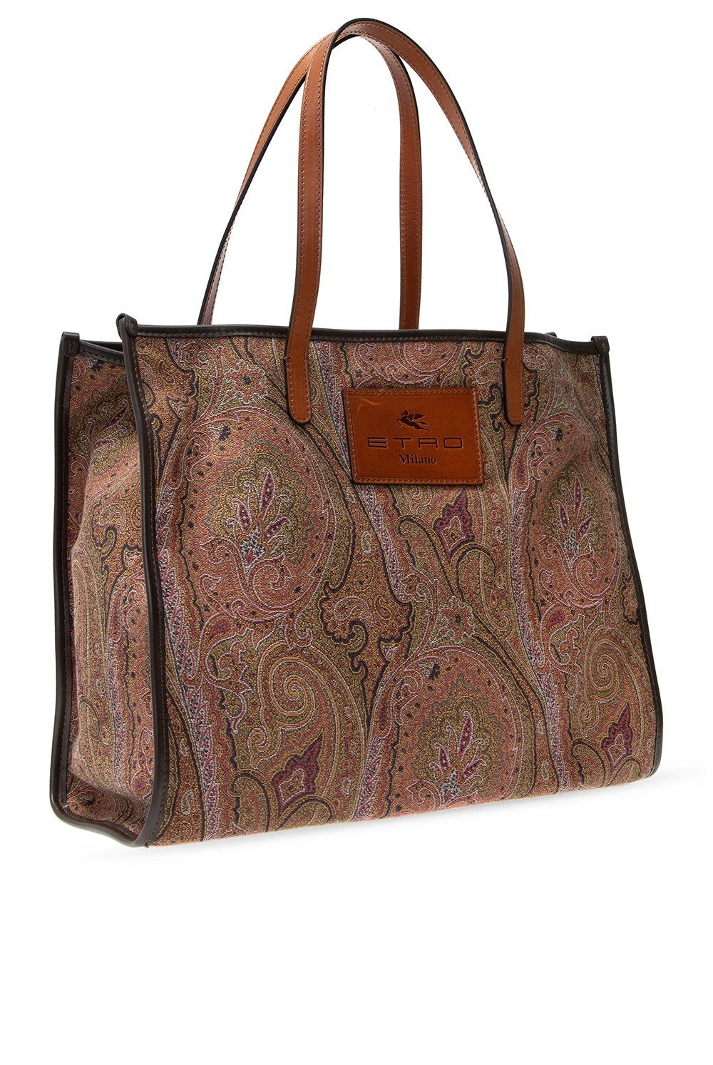Etro, Bags, Etro Vintage Off White Canvas Brown Leather Shoulder Bag