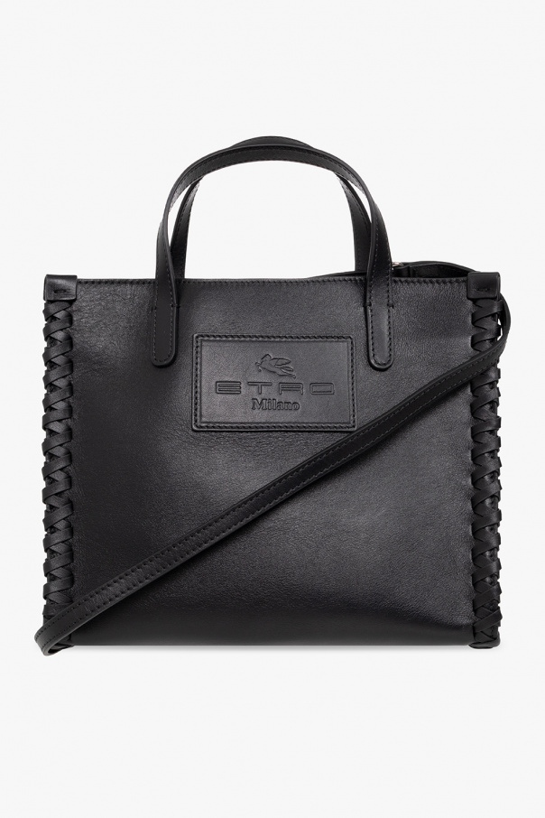 Etro Lockme Chain Grained Leather Shoulder Bag Black