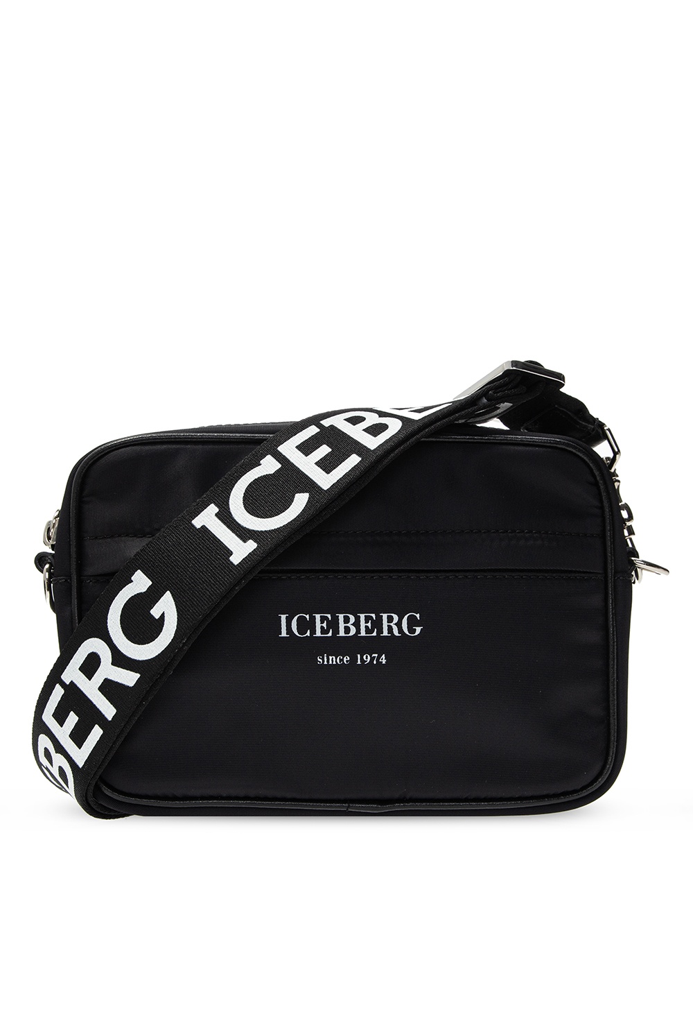 Iceberg Logo Patch Zipped Shoulder Bag in Black for Men