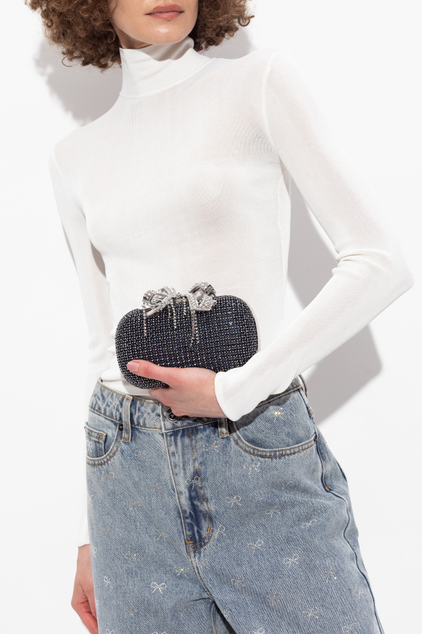 Self-Portrait Clutch bag with shimmering crystals