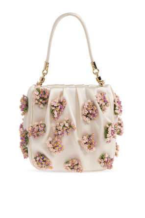 Self-Portrait Satin bag with appliqués