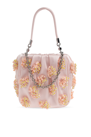 Satin bag with appliqués
