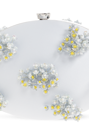 Self-Portrait Satin clutch with appliqués