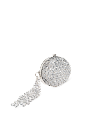 Self-Portrait Satin clutch with shimmering crystals